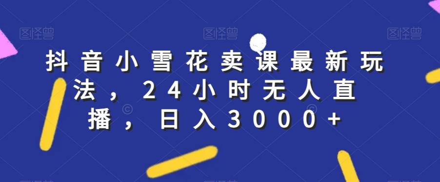 抖音小雪花卖课最新玩法，24小时无人直播，日入3000+【揭秘】-搞个副业