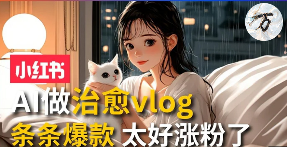 AI治愈系vlog动画视频，小红书1个月轻松涨粉破万，商单报价1500+日入2000+-搞个副业