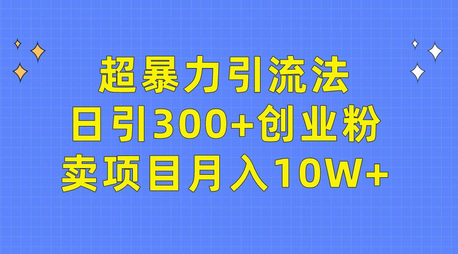 (9954期)超暴力引流法，日引300+创业粉，卖项目月入10W+-搞个副业
