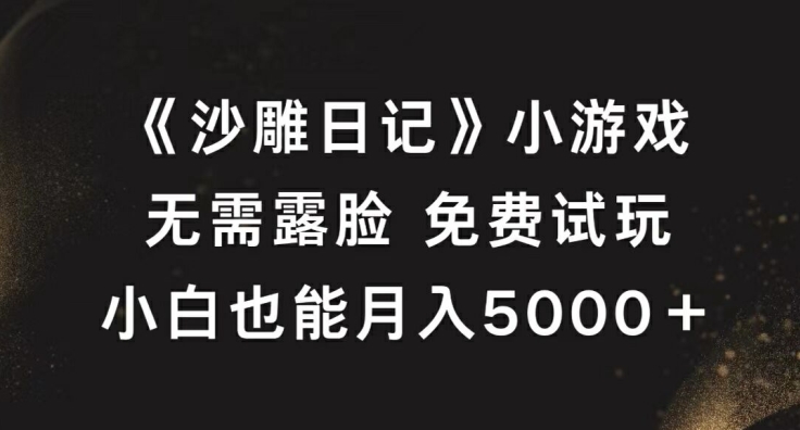 《沙雕日记》小游戏，无需露脸免费试玩，小白也能月入5000+【揭秘】-搞个副业