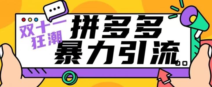 【首发】双十一拼多多暴力引流，日引300+微信-搞个副业