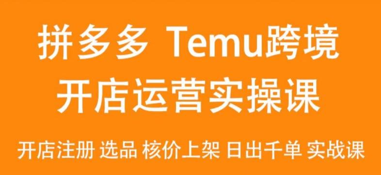 2024Temu最新玩法，Temu跨境开店运营实操课，开店注册/选品/核价上架/日出千单实战课-搞个副业