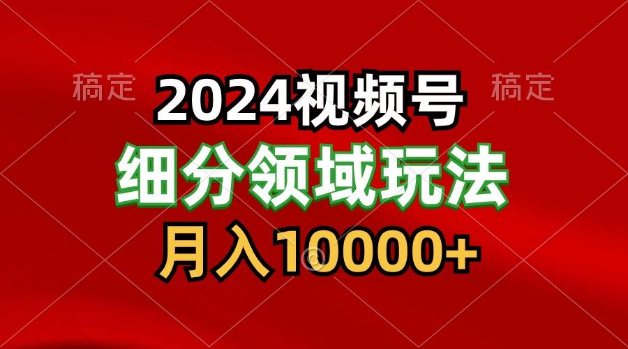 2024视频号分成计划细分领域玩法，每天5分钟，月入1W+-搞个副业