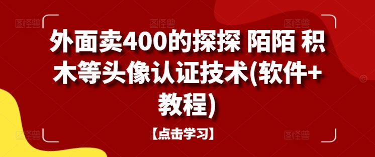 外面卖400的探探 陌陌 积木等头像认证技术(软件+教程)-搞个副业