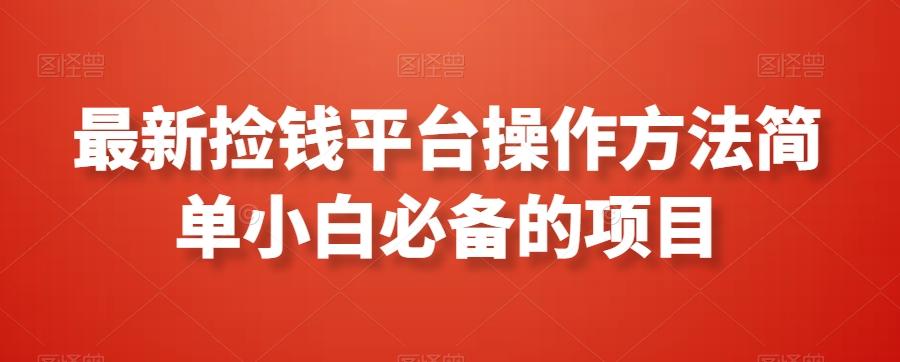 最新捡钱平台操作方法简单小白必备的项目-搞个副业