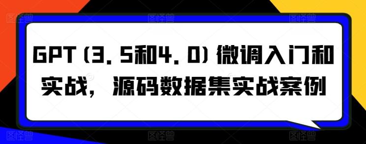 GPT(3.5和4.0)微调入门和实战，源码数据集实战案例-搞个副业