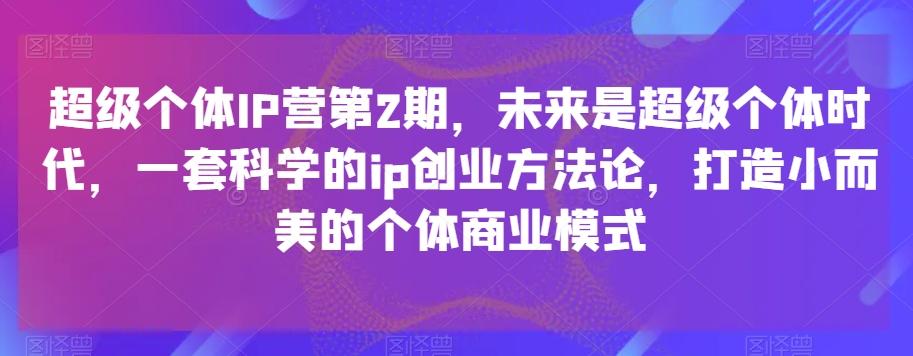 超级个体IP营第2期，未来是超级个体时代，一套科学的ip创业方法论，打造小而美的个体商业模式-搞个副业