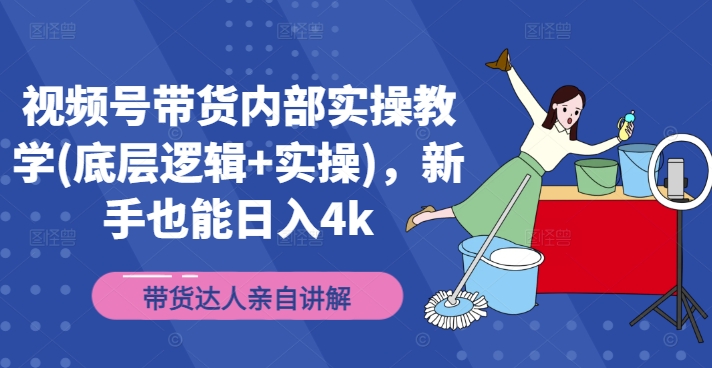 视频号带货内部实操教学(底层逻辑+实操)，新手也能日入4k-搞个副业
