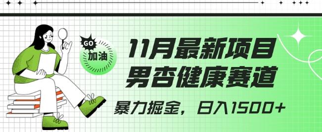 最新项目，男杏健康赛道，暴力掘金，日入1500+-搞个副业