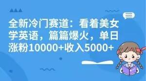全新冷门赛道：看着美女学英语，篇篇爆火，单日涨粉10000+收入5000+-搞个副业