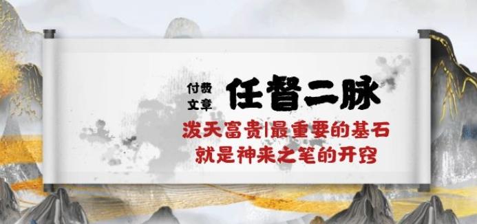 某付费文章《任督 二脉 泼天富贵|最重要的基石 就是神来之笔的开窍|万字》-搞个副业