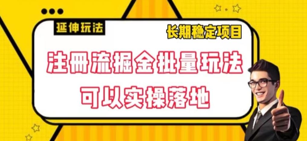 注册流掘金批量玩法，可以实操落地【揭秘】-搞个副业