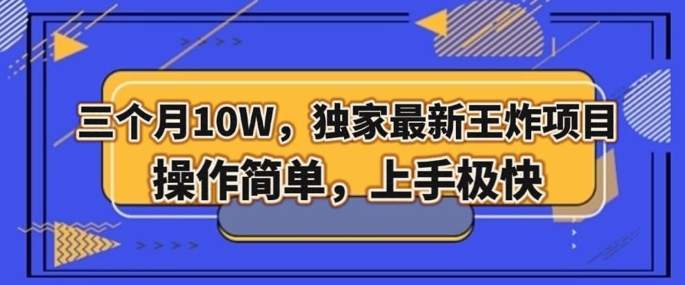 三个月10W，独家最新王炸项目！操作简单，上手极快【揭秘】-搞个副业