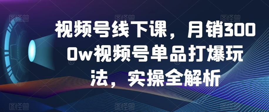视频号线下课，月销3000w视频号单品打爆玩法，实操全解析-搞个副业