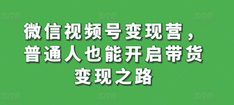 微信视频号变现营，普通人也能开启带货变现之路-搞个副业