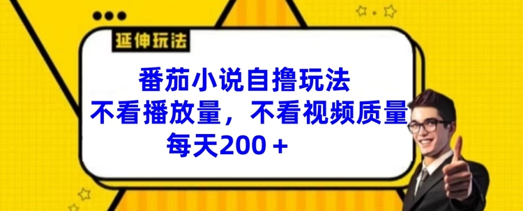 番茄小说自撸玩法，不看播放量，不看视频质量，每天200+【揭秘】-搞个副业