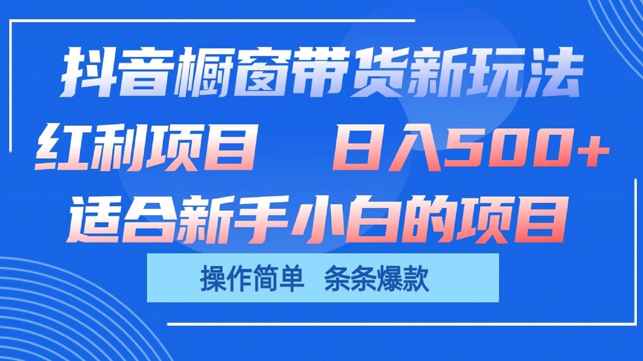 抖音橱窗带货新玩法，单日收益500+，操作简单，条条爆款-搞个副业