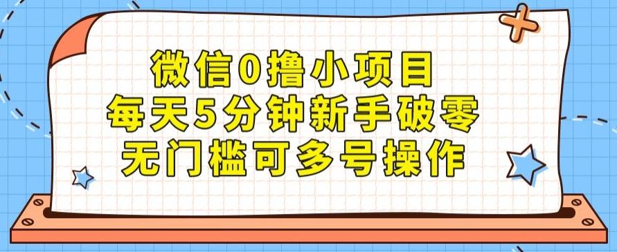 微信0撸小项目，每天5分钟新手破零，无门槛可多号操作-搞个副业