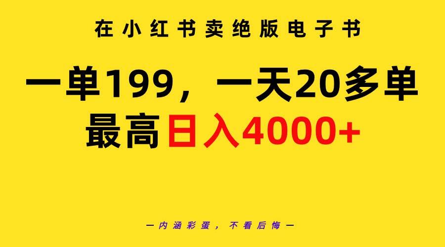 (9401期)在小红书卖绝版电子书，一单199 一天最多搞20多单，最高日入4000+教程+资料-搞个副业