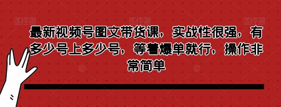 最新视频号图文带货课，实战性很强，有多少号上多少号，等着爆单就行，操作非常简单-搞个副业
