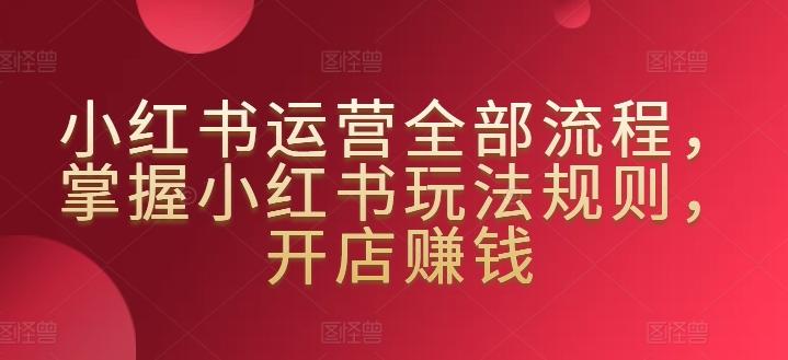 小红书运营全部流程，掌握小红书玩法规则，开店赚钱-搞个副业