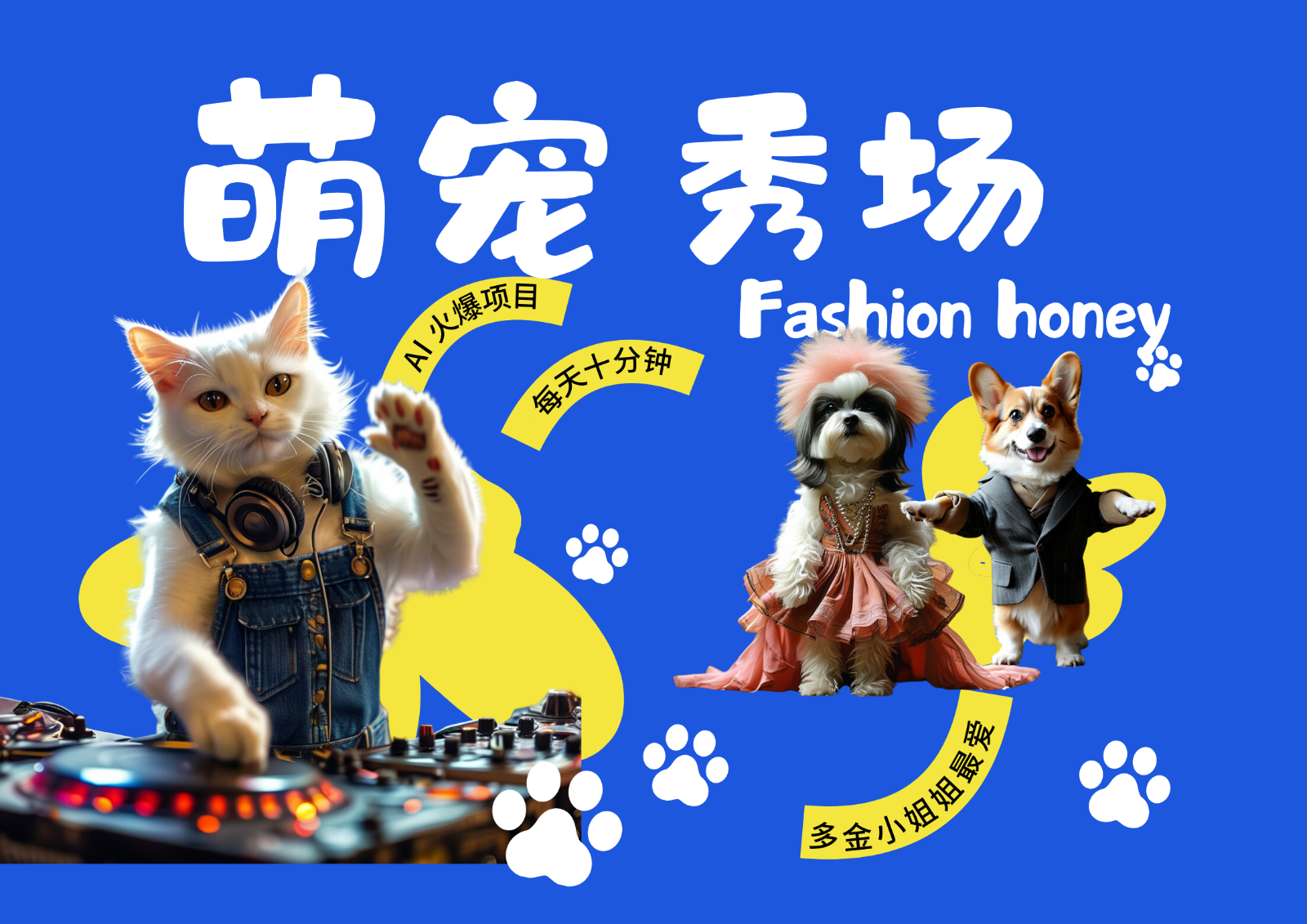 酷飒动物跳舞走秀 时尚喵FASHION汪 多金小姐姐最爱的 轻松月入破W-搞个副业