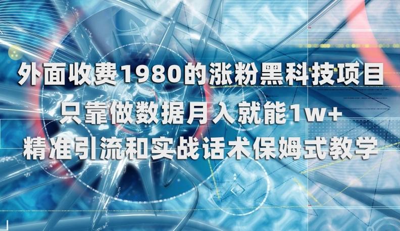 外面收费1980的涨粉黑科技项目，只靠做数据月入就能1w+【揭秘】-搞个副业