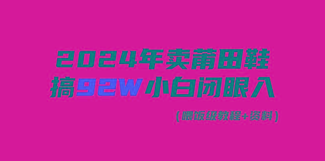 (9329期)2024年卖莆田鞋，搞了92W，小白闭眼操作！-搞个副业