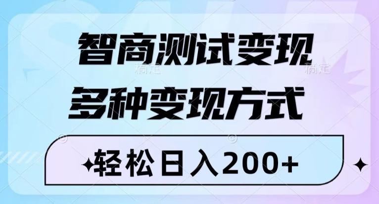 智商测试变现，轻松日入200+，几分钟一个视频，多种变现方式-搞个副业
