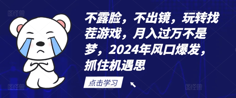 不露脸，不出镜，玩转找茬游戏，月入过万不是梦，2024年风口爆发，抓住机遇【揭秘】-搞个副业