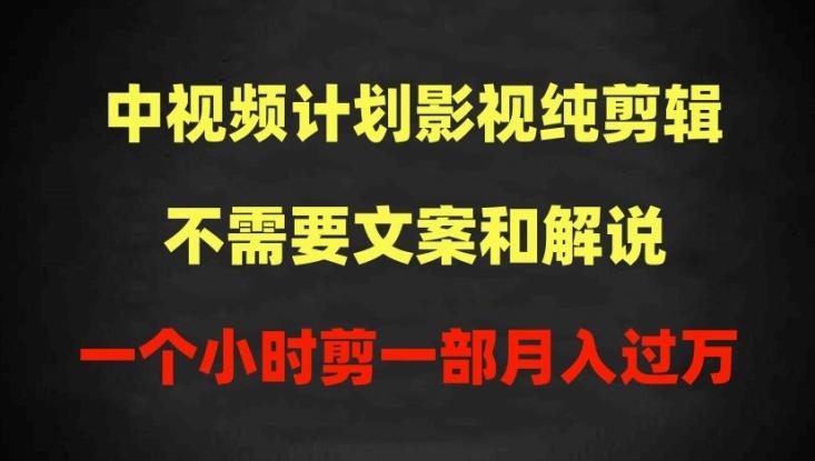 中视频计划影视纯剪辑，不需要文案和解说，一个小时剪一部，100%过原创月入过万【揭秘】-搞个副业