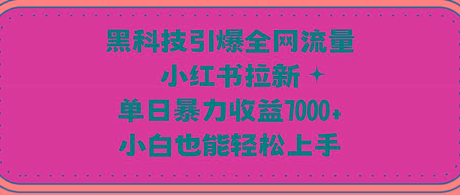 (9679期)黑科技引爆全网流量小红书拉新，单日暴力收益7000+，小白也能轻松上手-搞个副业