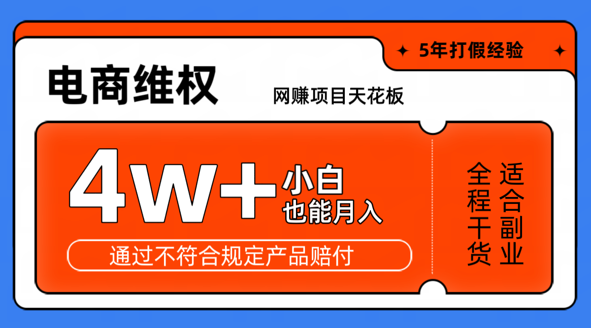 网赚项目天花板电商购物维权月收入稳定4w+独家玩法小白也能上手-搞个副业