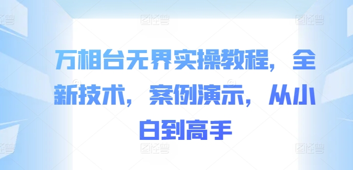 万相台无界实操教程，全新技术，案例演示，从小白到高手-搞个副业
