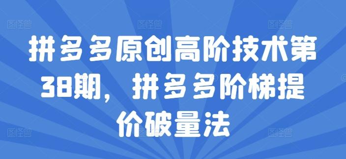 拼多多原创高阶技术第38期，拼多多阶梯提价破量法-搞个副业
