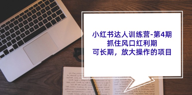 小红书达人训练营第4期：抓住风口红利期，可长期，放大操作的项目-搞个副业