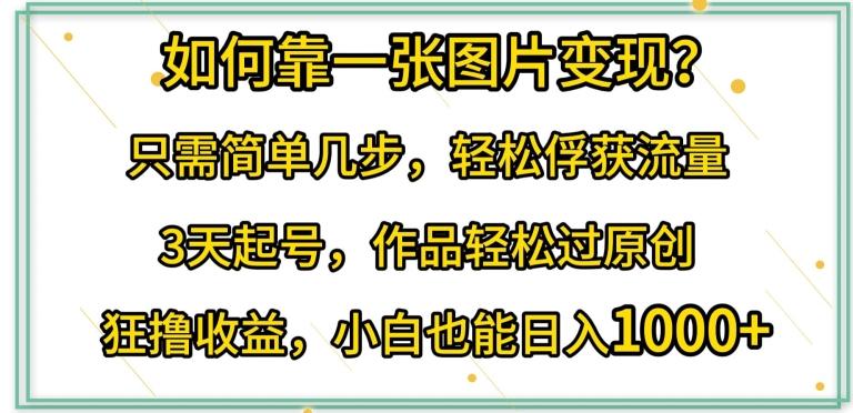 如何靠一张图片变现?只需简单几步，轻松俘获流量，3天起号，作品轻松过原创【揭秘】-搞个副业