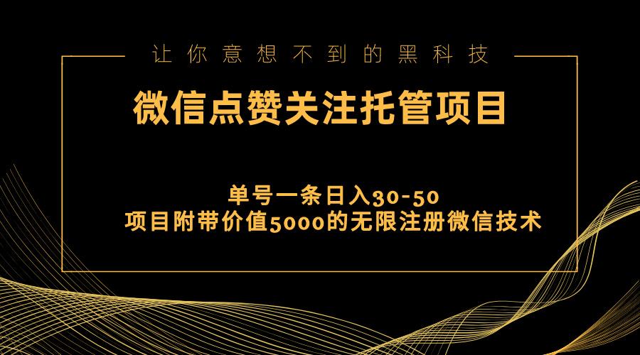 视频号托管点赞关注，单微信30-50元，附带价值5000无限注册微信技术-搞个副业