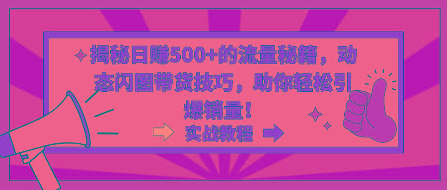 揭秘日赚500+的流量秘籍，动态闪图带货技巧，助你轻松引爆销量！-搞个副业
